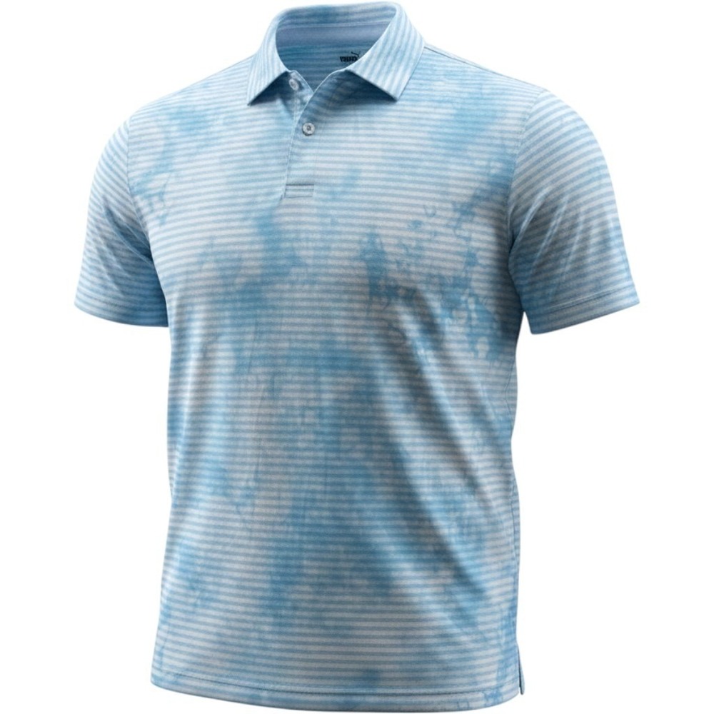Puma Polo Shirt Mens XL Tie Dye‎ Striped Golf Performance Blue Short Sleeve